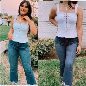 Venus White Jean Corset Top